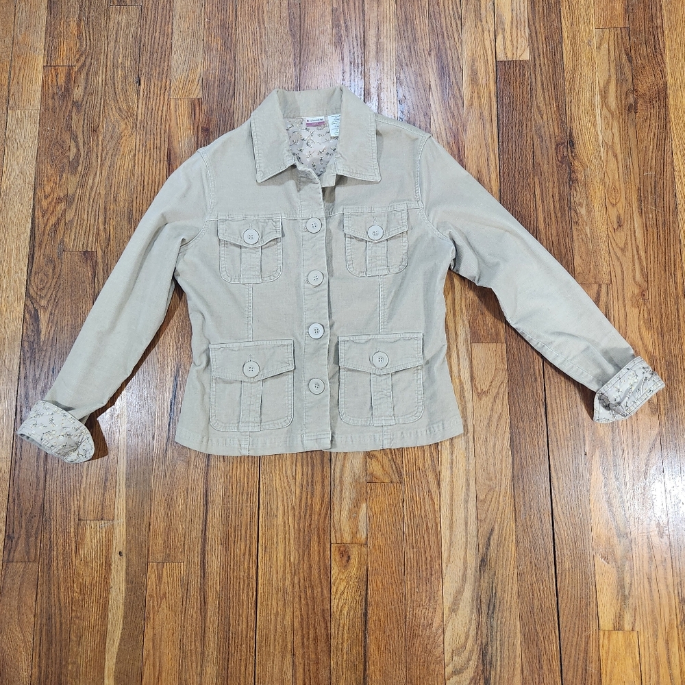 Khaki Corduroy Size Juniors Large Lightweight Jacket